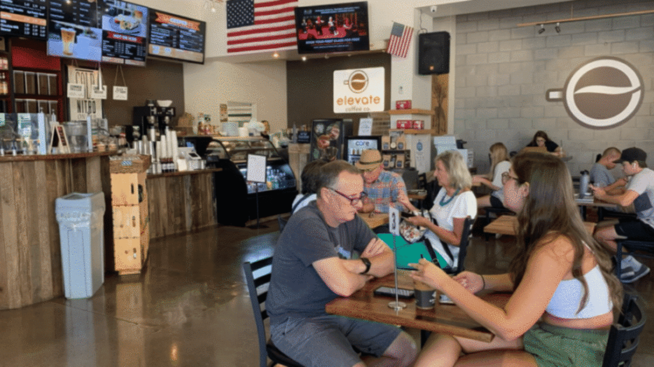 Elevate Coffee Co. customers enjoying coffee.
